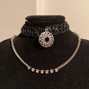 Hannah Black and Silver Choker Necklace Set
